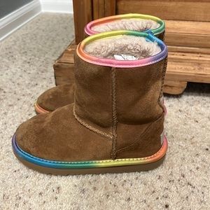 Girls Ugg Boots with pastel rainbow trim Girls Size 13